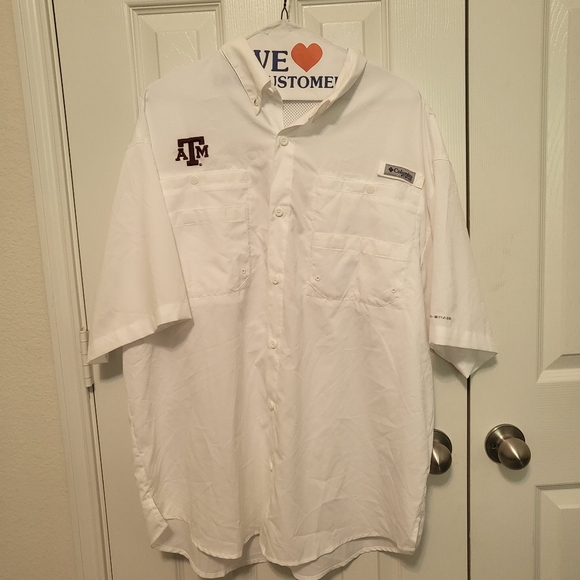 Columbia PFG men's white button-down shirt Texas ATM  Large - Picture 2 of 7